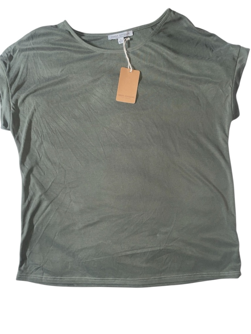 Green Envelope Sage Green Top.  NWT SZ L